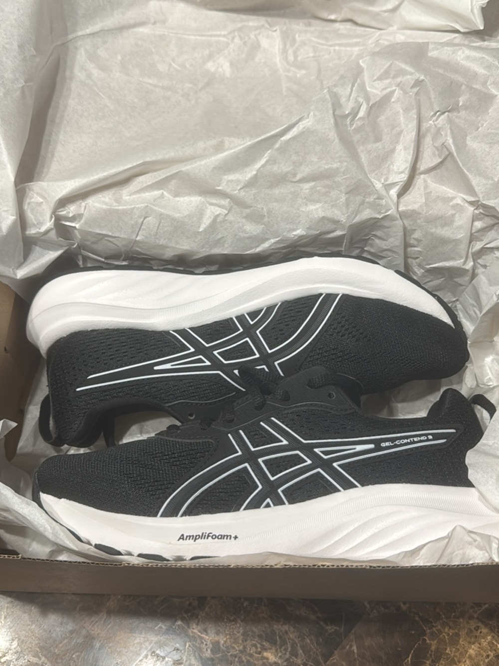 Asics Black and White Women's Athletic Running Shoes